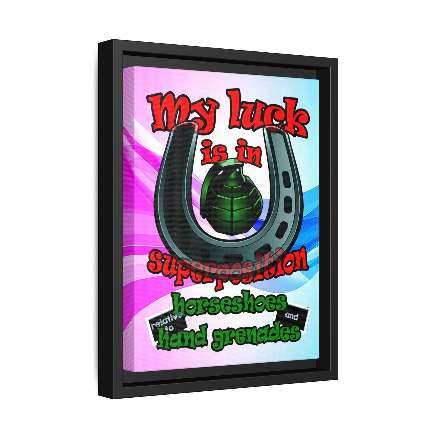 my luck - framed canvas art (light blue-pink wave)