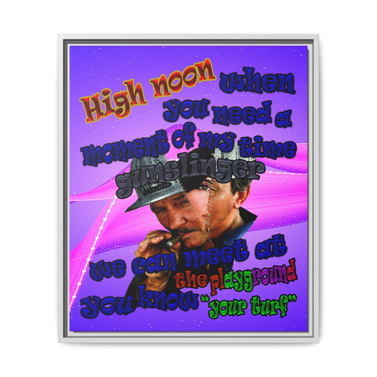 high noon - framed canvas art (purple-pink wave)