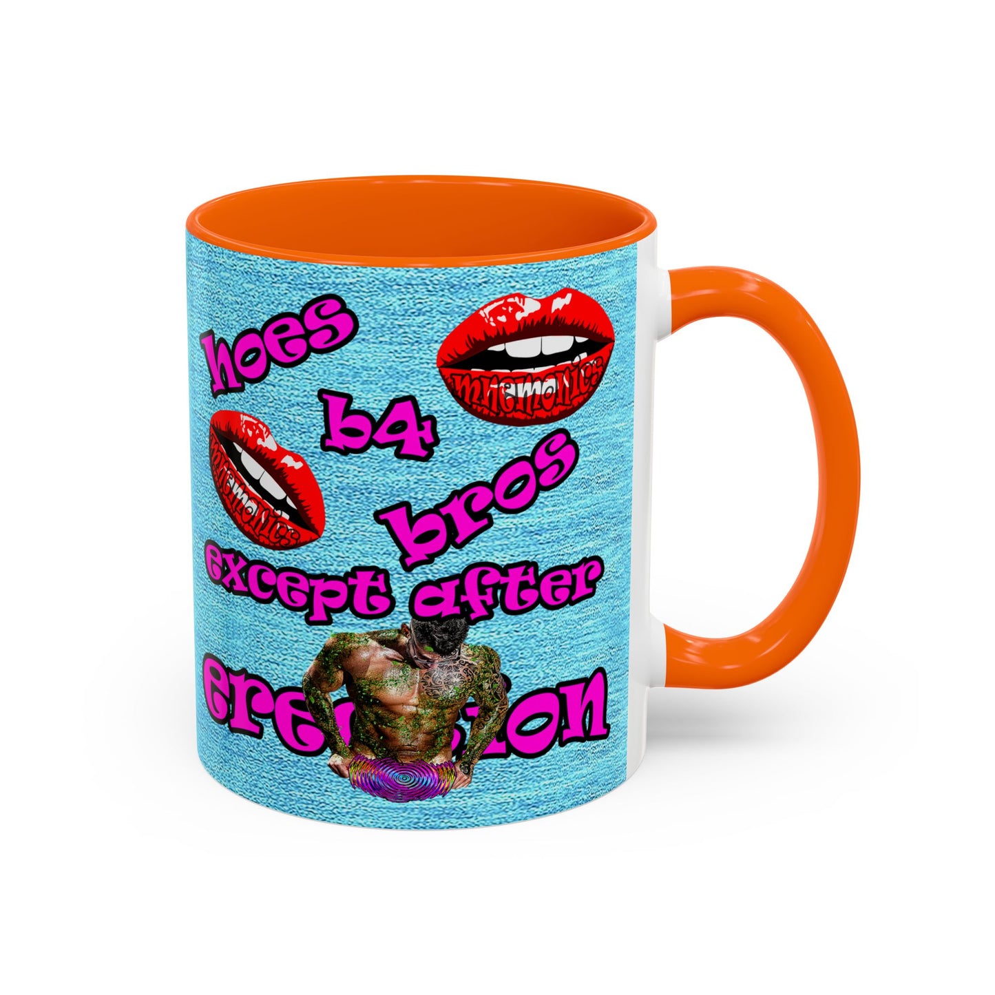 hoes b4 bros - Accent Mug (faded blue)