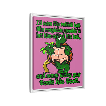 turtle race - framed canvas art (light pink)