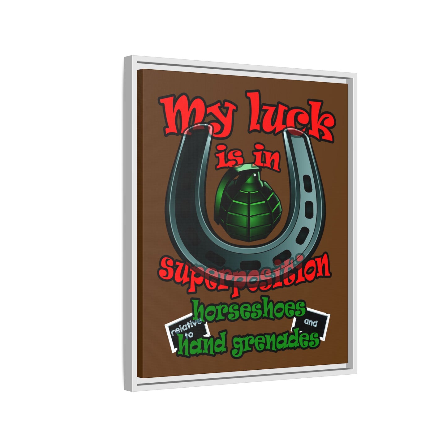 my luck - framed canvas art (brown)