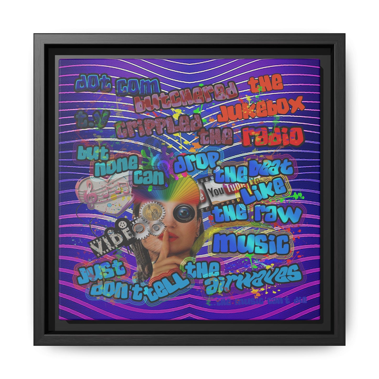 drop the beat - framed canvas art (purple wave)