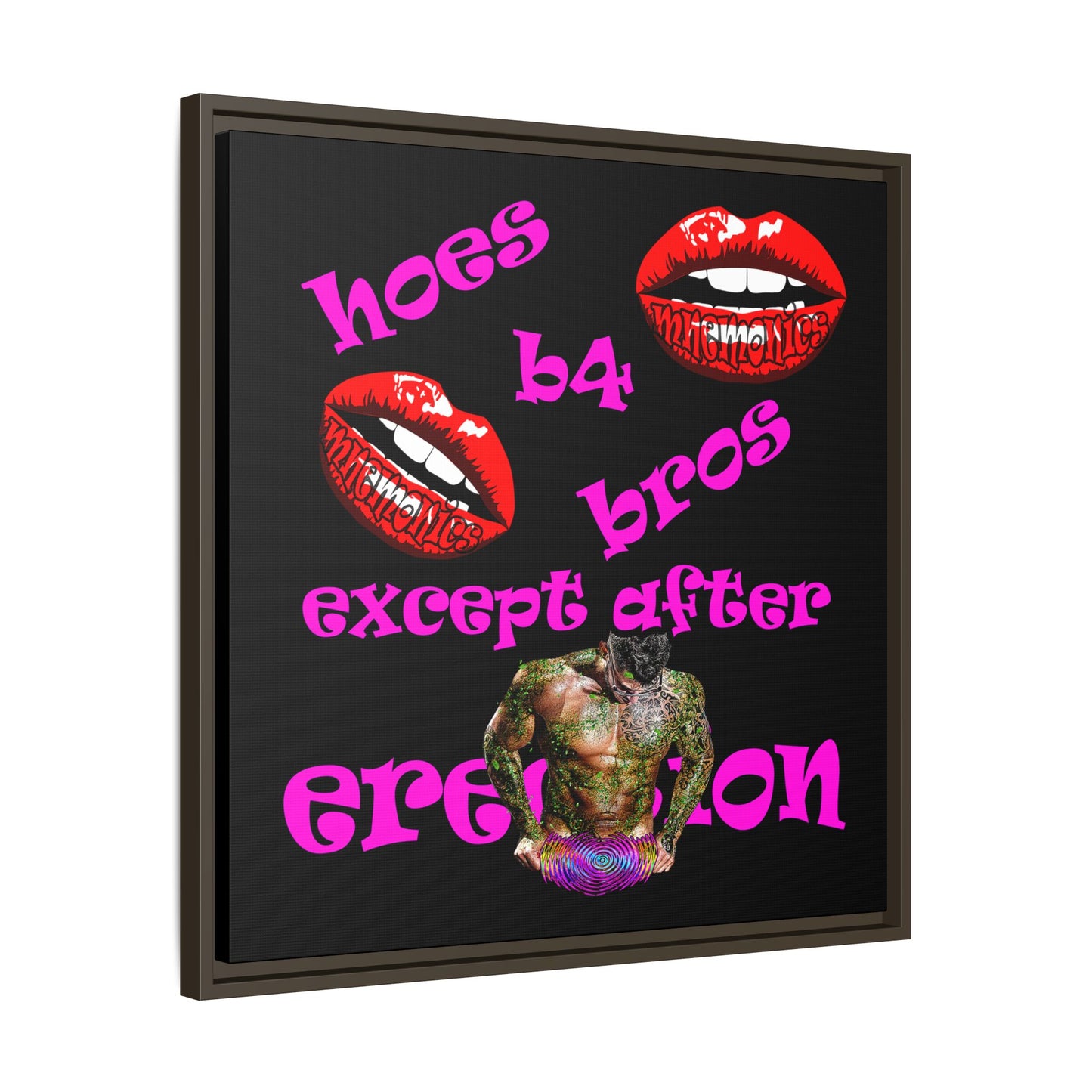 hoes b4 bros - framed canvas art (black)