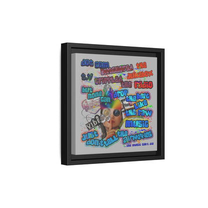 drop the beat - framed canvas art (light grey)
