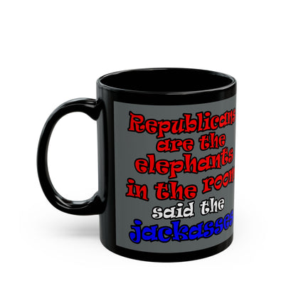 donkeys and elephants - Black Mug (dark grey)