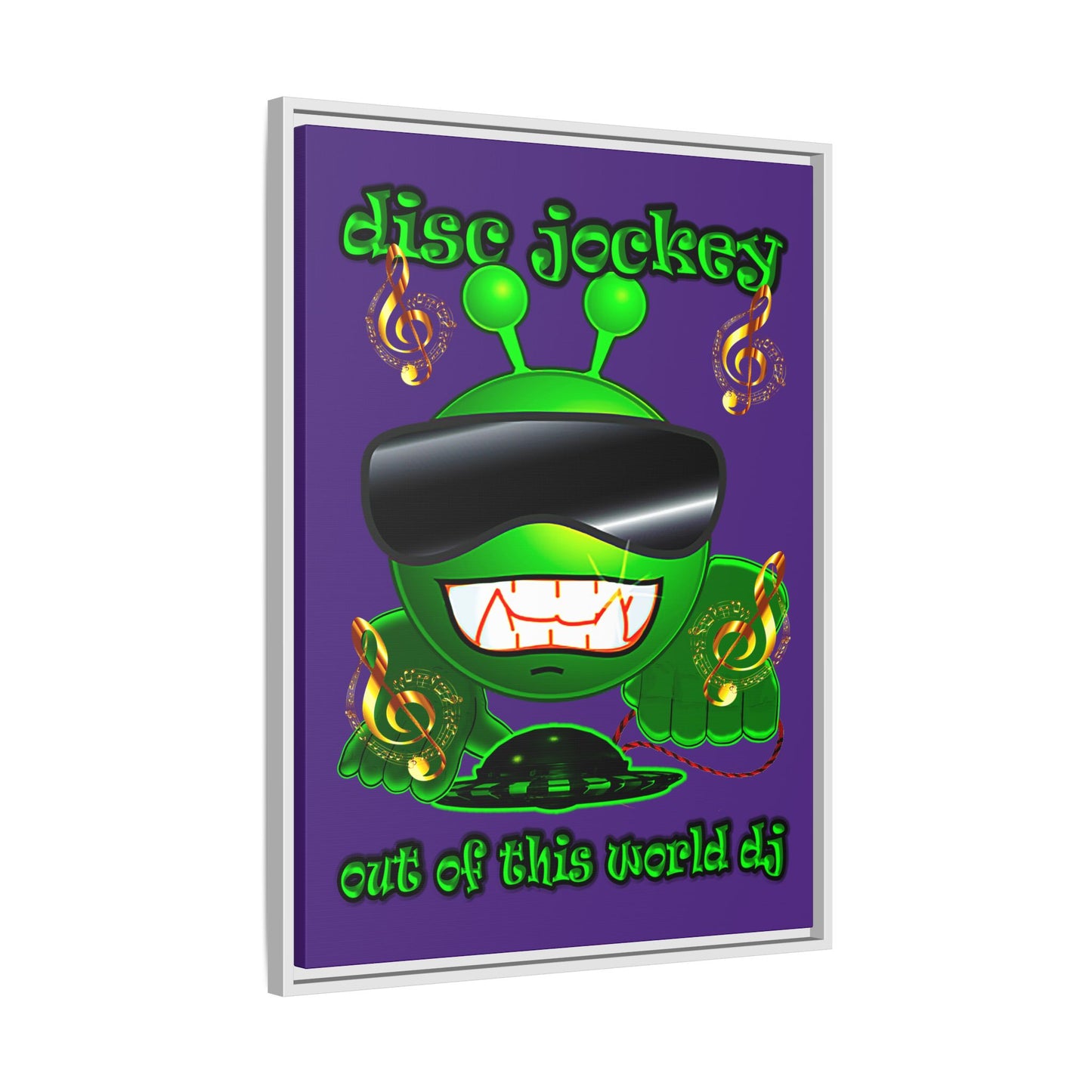 disc jockey - framed canvas art (purple)