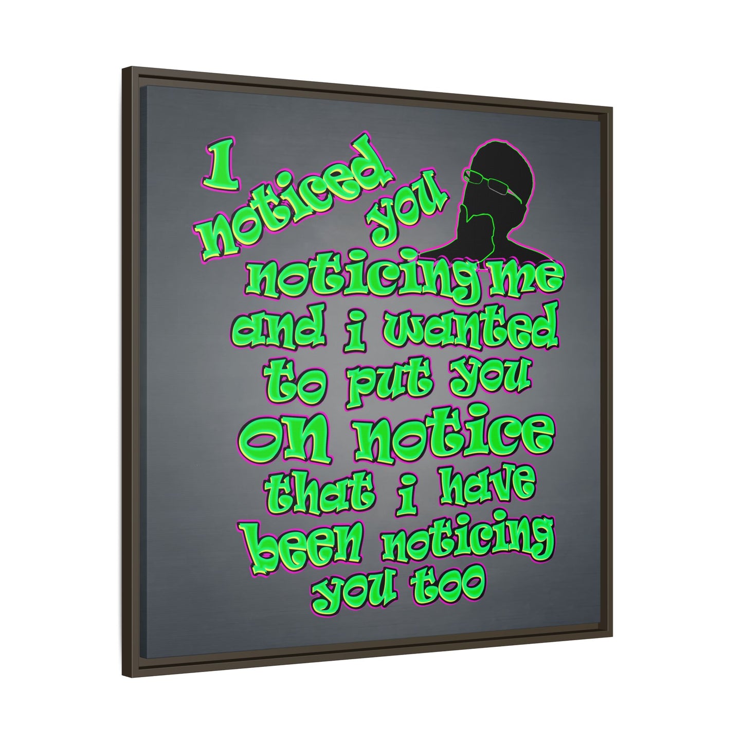 noticed you noticing - framed canvas art (grey-light grey)