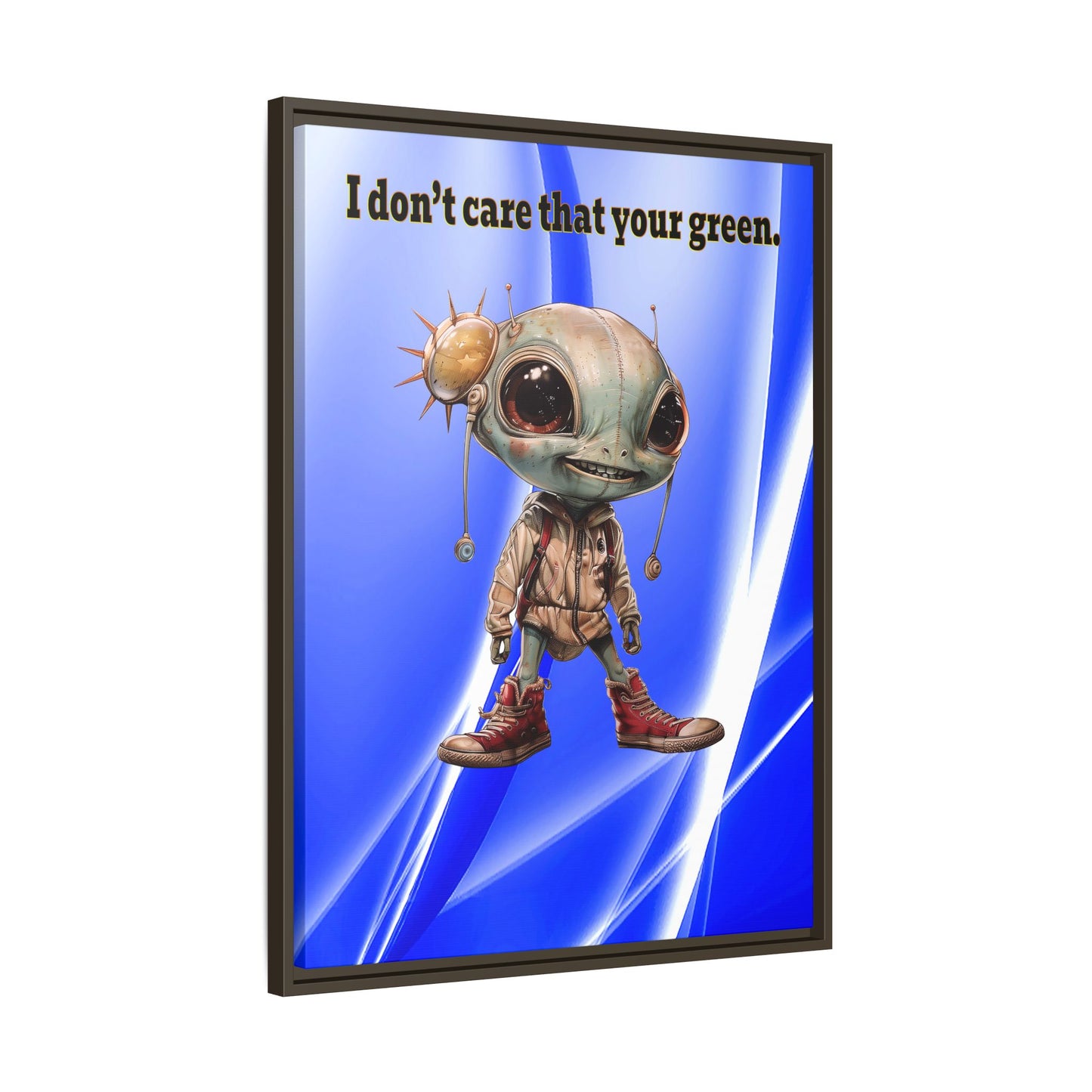 I don't care that your green - framed canvas art (blue-white wave)