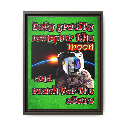 defy conquer reach - framed canvas art (green turf)
