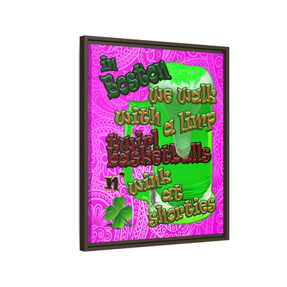celtics logo - framed canvas art (pink swirl)