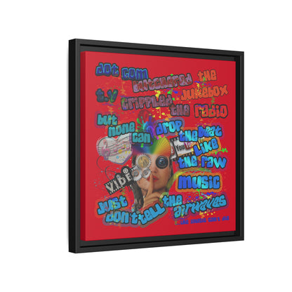 drop the beat - framed canvas art (dark red)