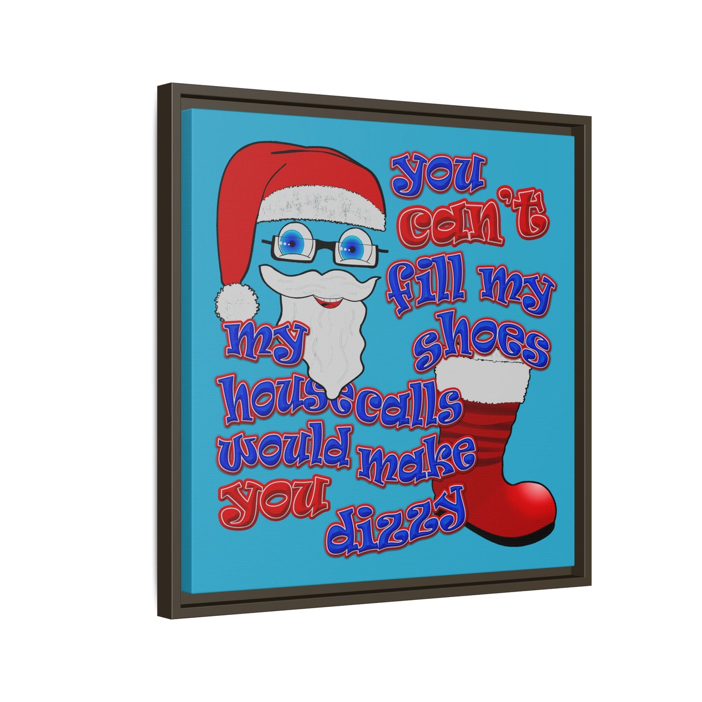santa's shoes - framed canvas art (turquoise)