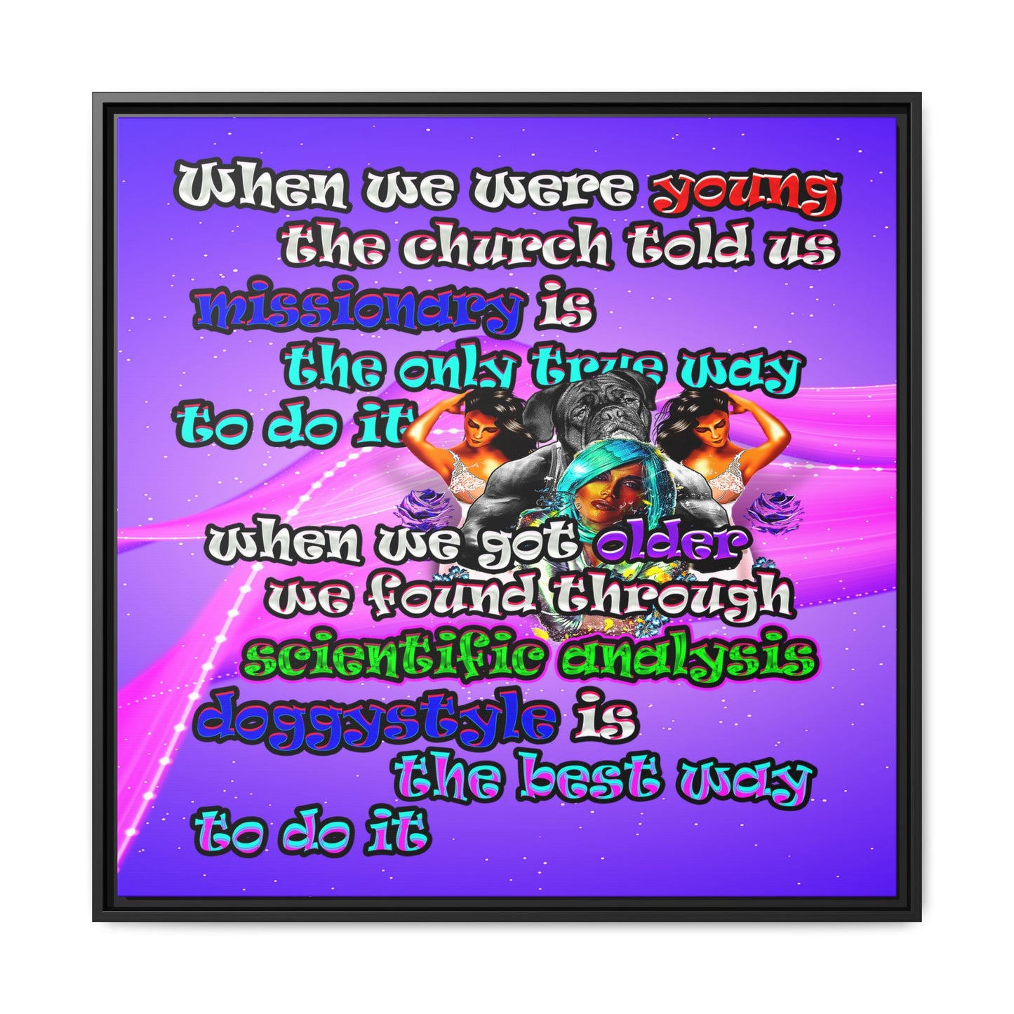 doggystyle - framed canvas art (purple-pink wave)