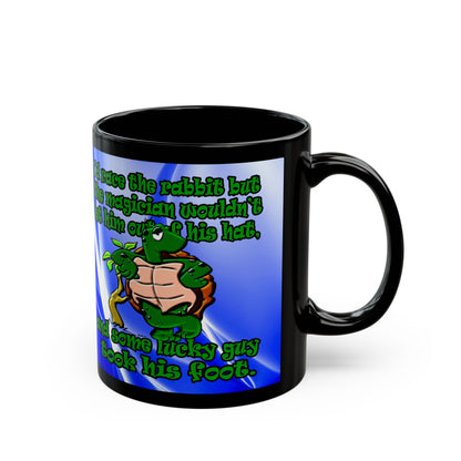 turtle race - Black Mug (blue-white wave)