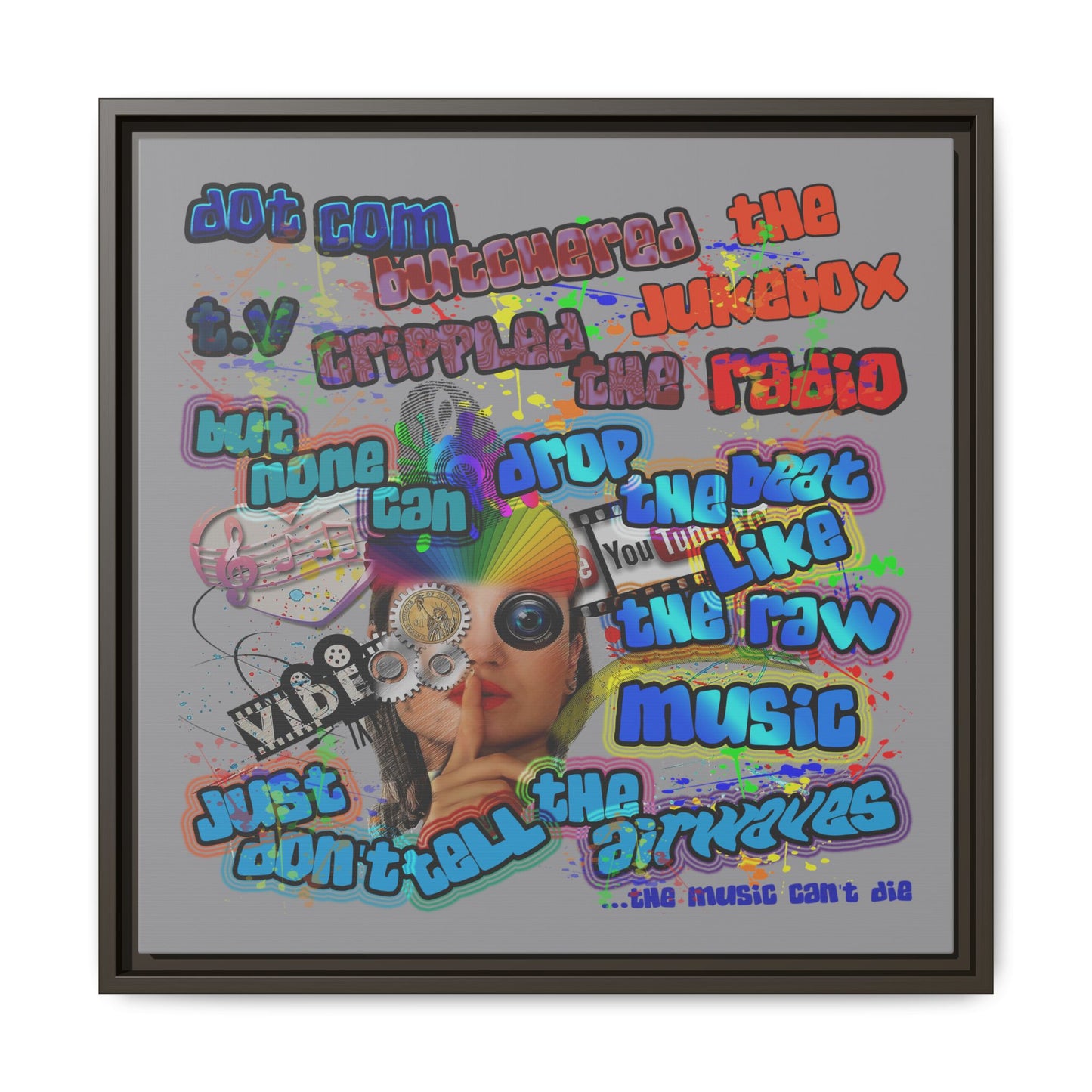 drop the beat - framed canvas art (grey)