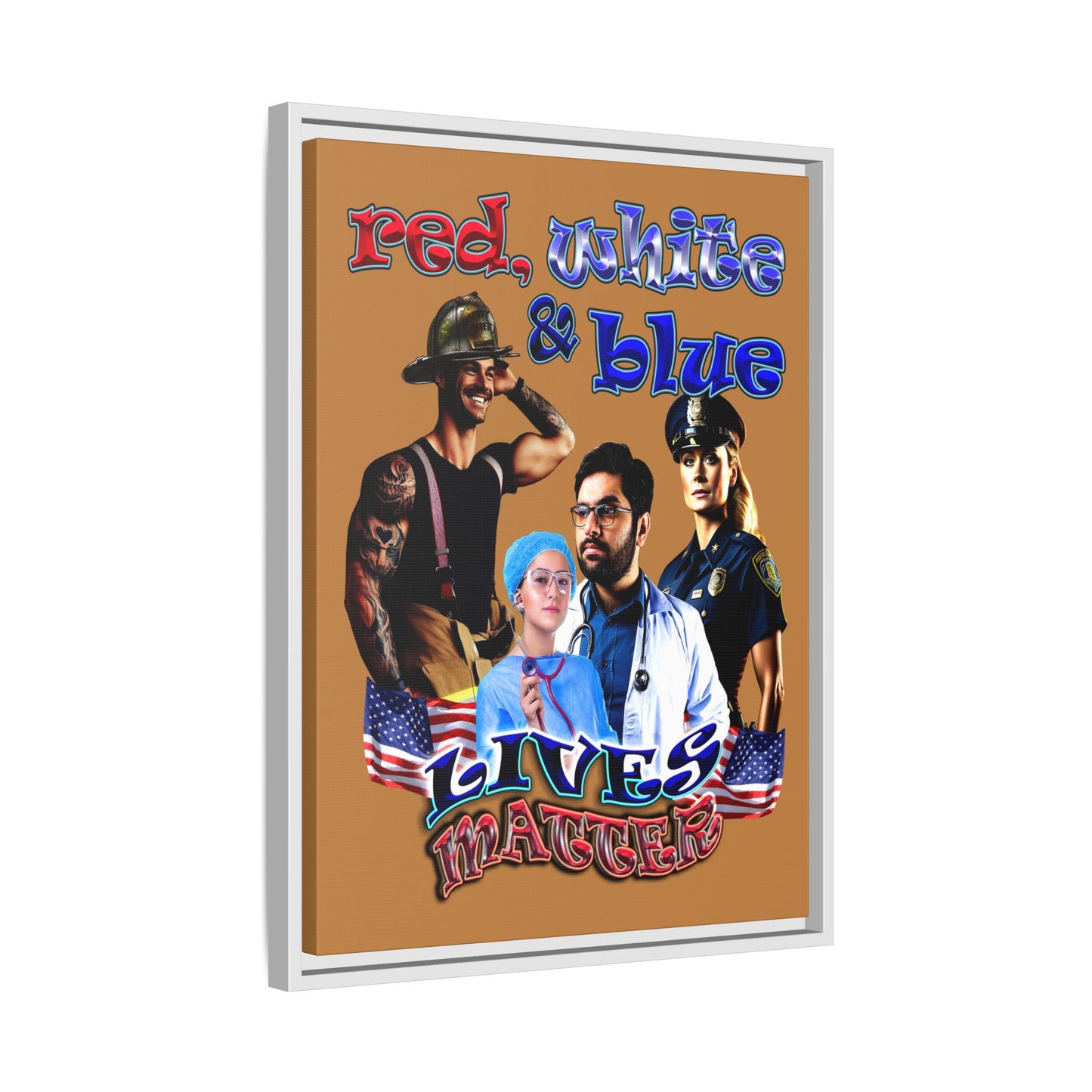 rw&b lives matter - framed canvas art (light brown)