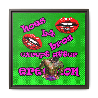 hoes b4 bros - framed canvas art (logo green)