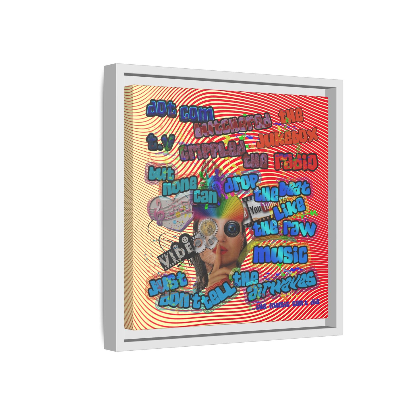 drop the beat - framed canvas art (yellow-orange wave)