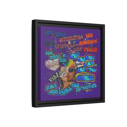 drop the beat - framed canvas art (purple)