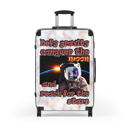 defy conquer reach - Suitcase (white marble)