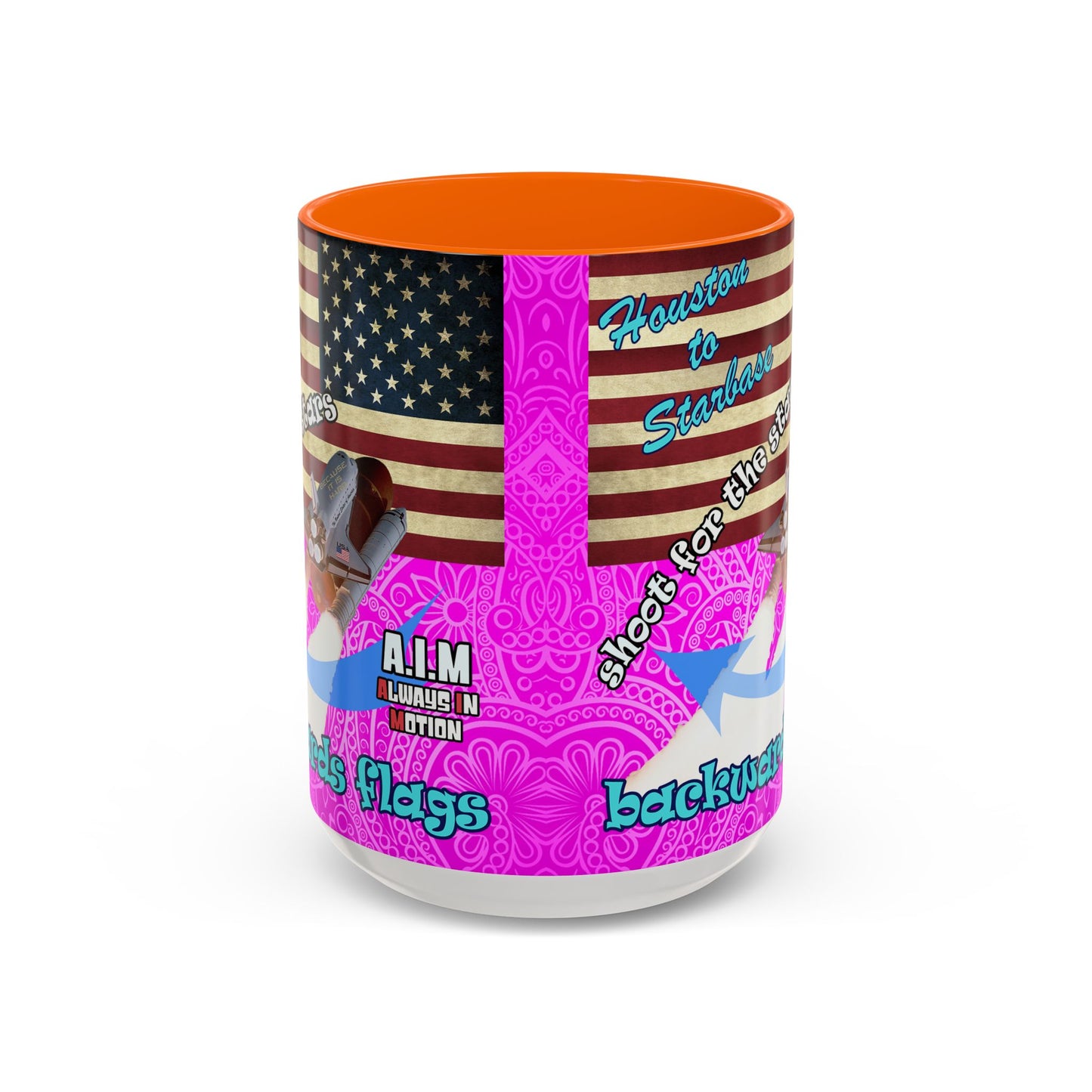 shoot for the stars - Accent Mug (pink swirl)