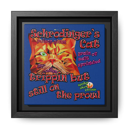 schrodinger's cat - framed canvas art (dark blue)