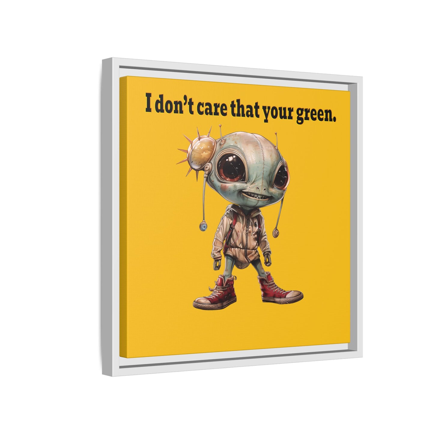 I don't care that your green - framed canvas art (yellow)