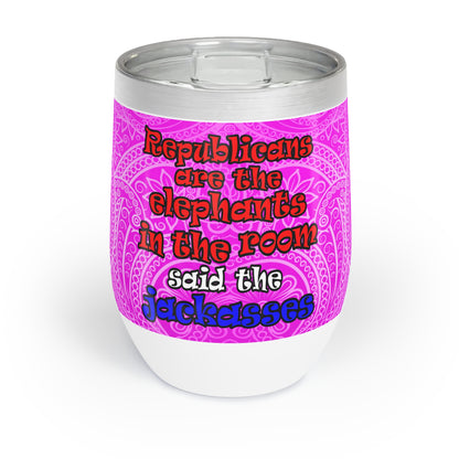 donkeys and elephants - Chill Wine Tumbler (pink swirl)