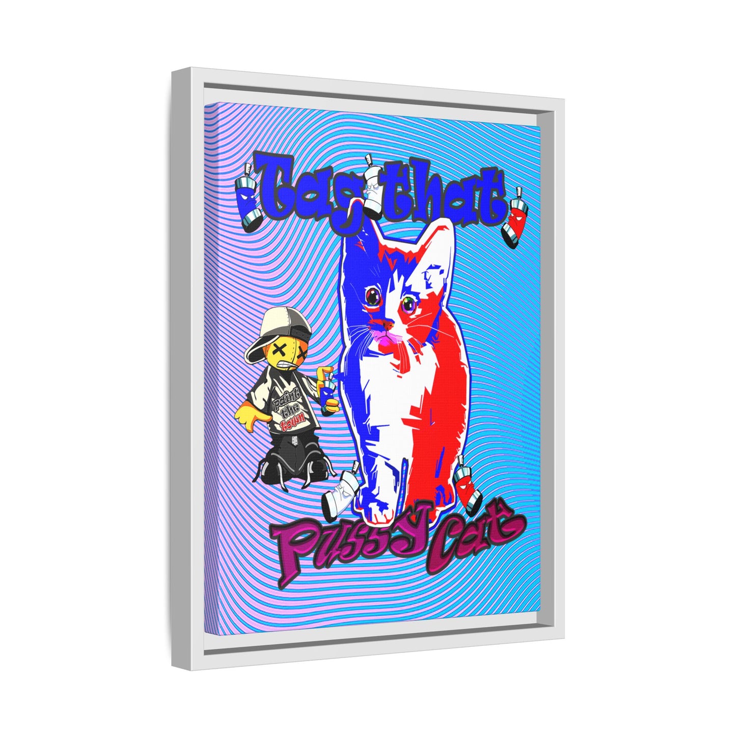 tag that - framed canvas art (light blue-purple wave)
