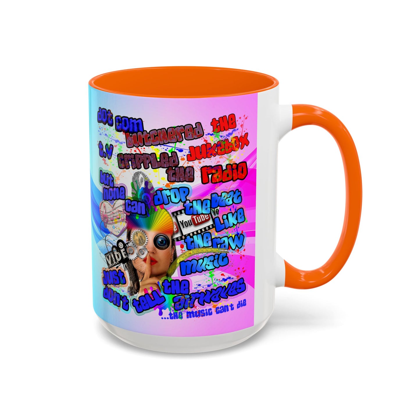drop the beat - Accent Mug (light blue-pink wave)