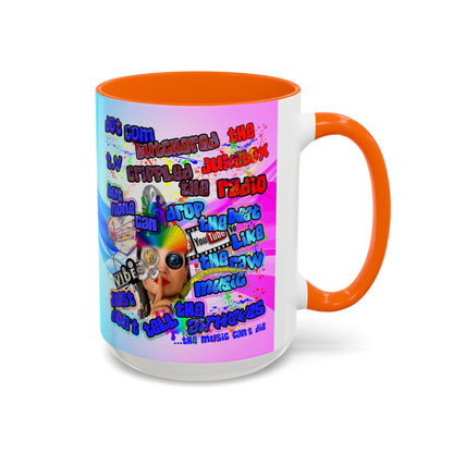 drop the beat - Accent Mug (light blue-pink wave)