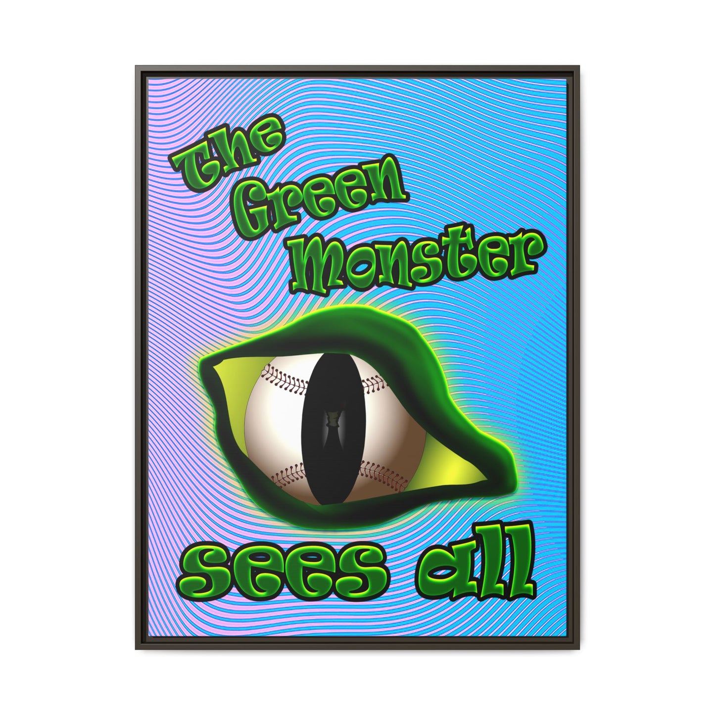green monster - framed canvas art (light blue-purple wave)