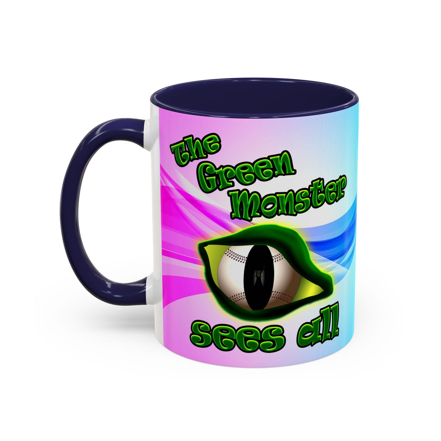 green monster - Accent Mug (light blue-pink wave)