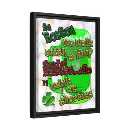 celtics logo - framed canvas art (white marble)