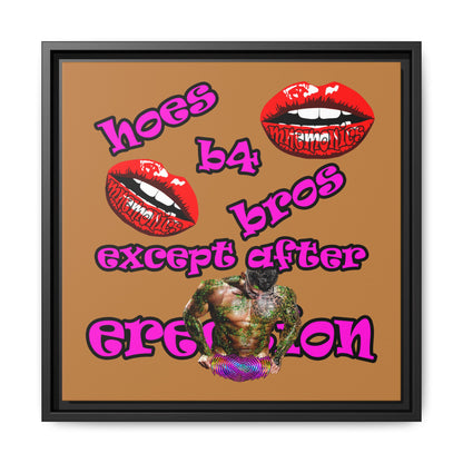 hoes b4 bros - framed canvas art (light brown)