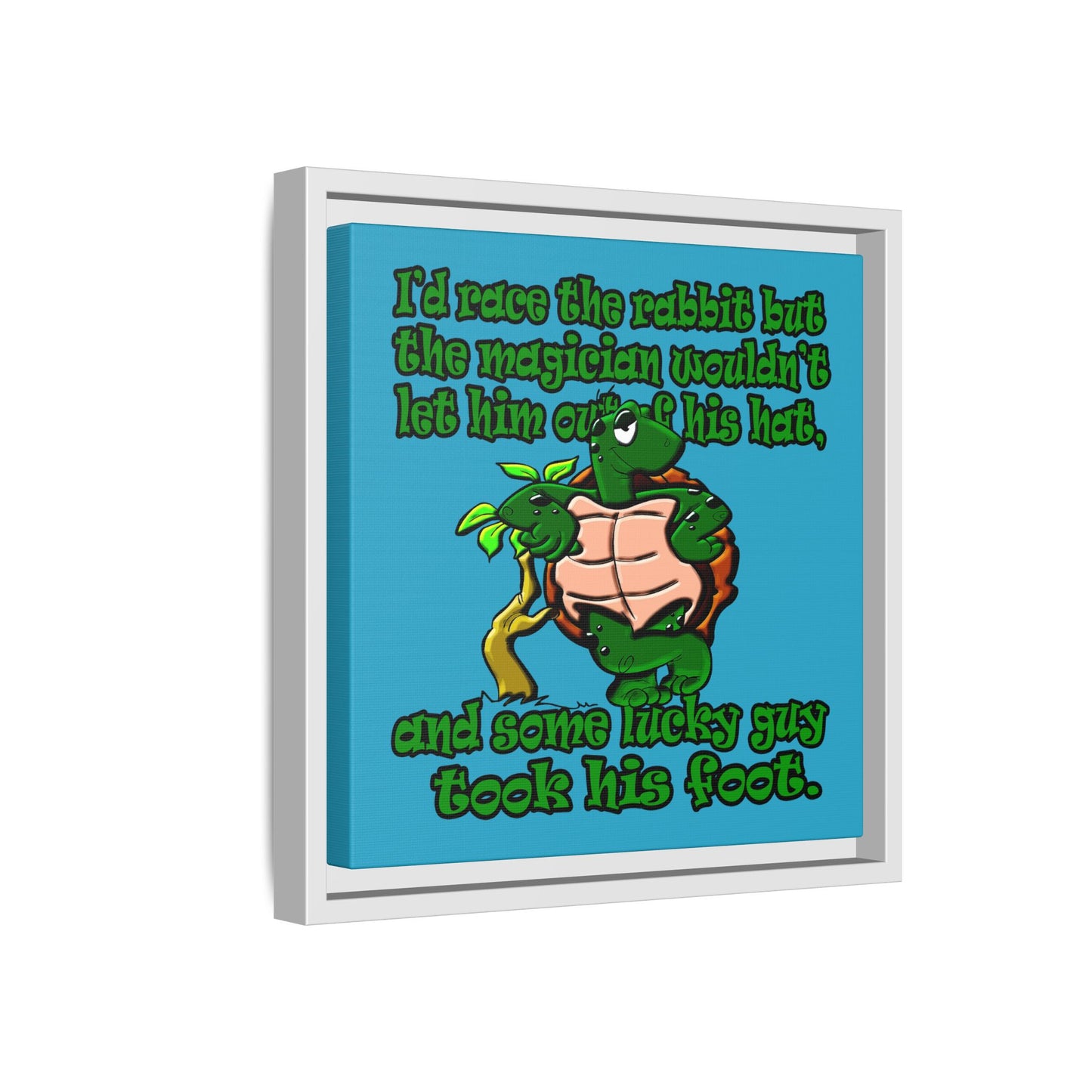 turtle race - framed canvas art (turquoise)