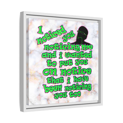 noticed you noticing - framed canvas art (white marble)