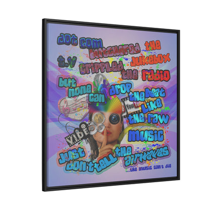 drop the beat - framed canvas art (light blue-pink wave)