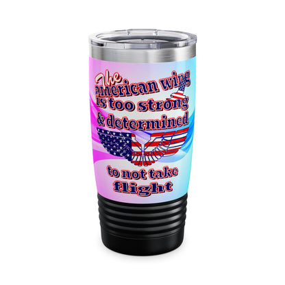 american wing - Ringneck Tumbler, 20oz (light blue-pink wave)