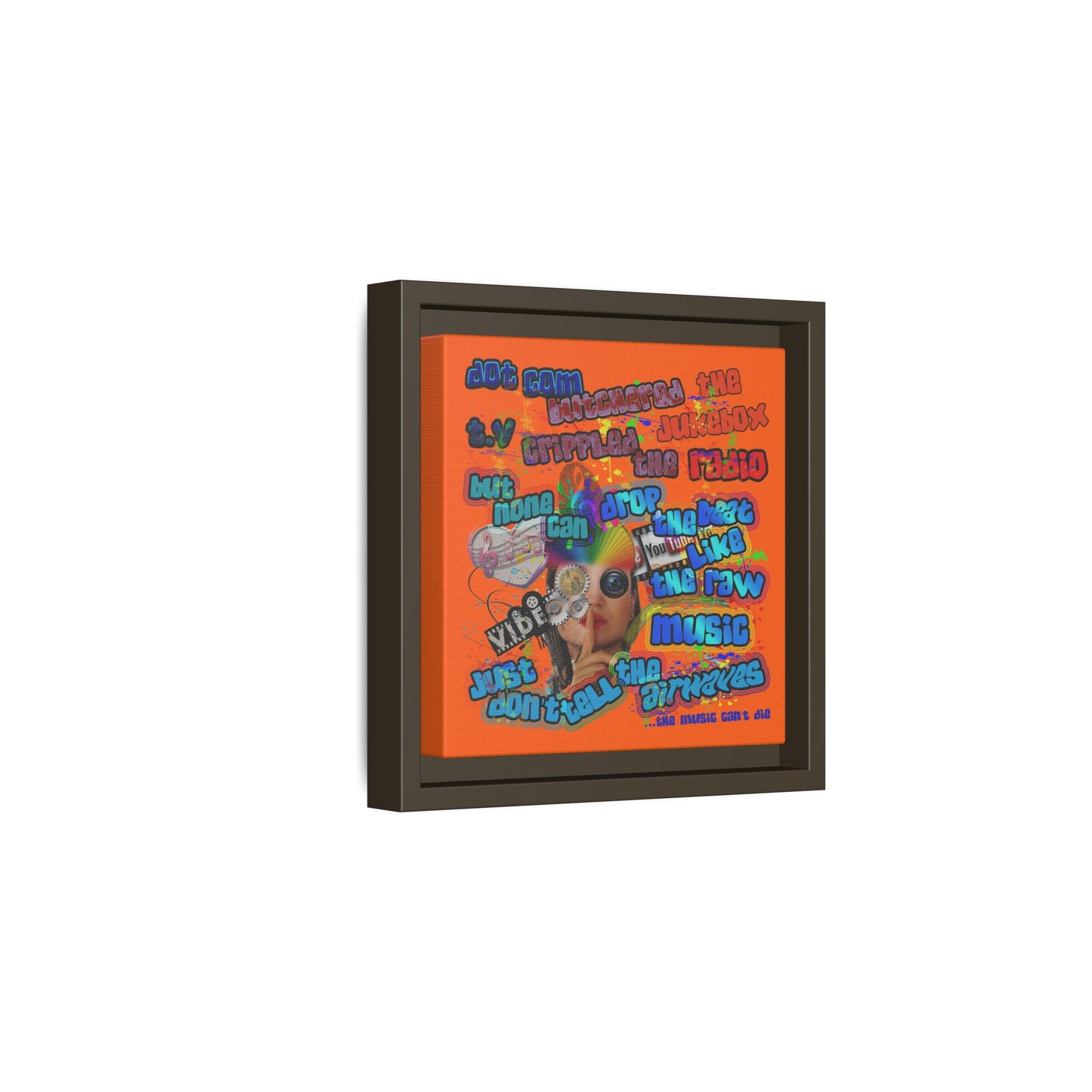 drop the beat - framed canvas art (orange)