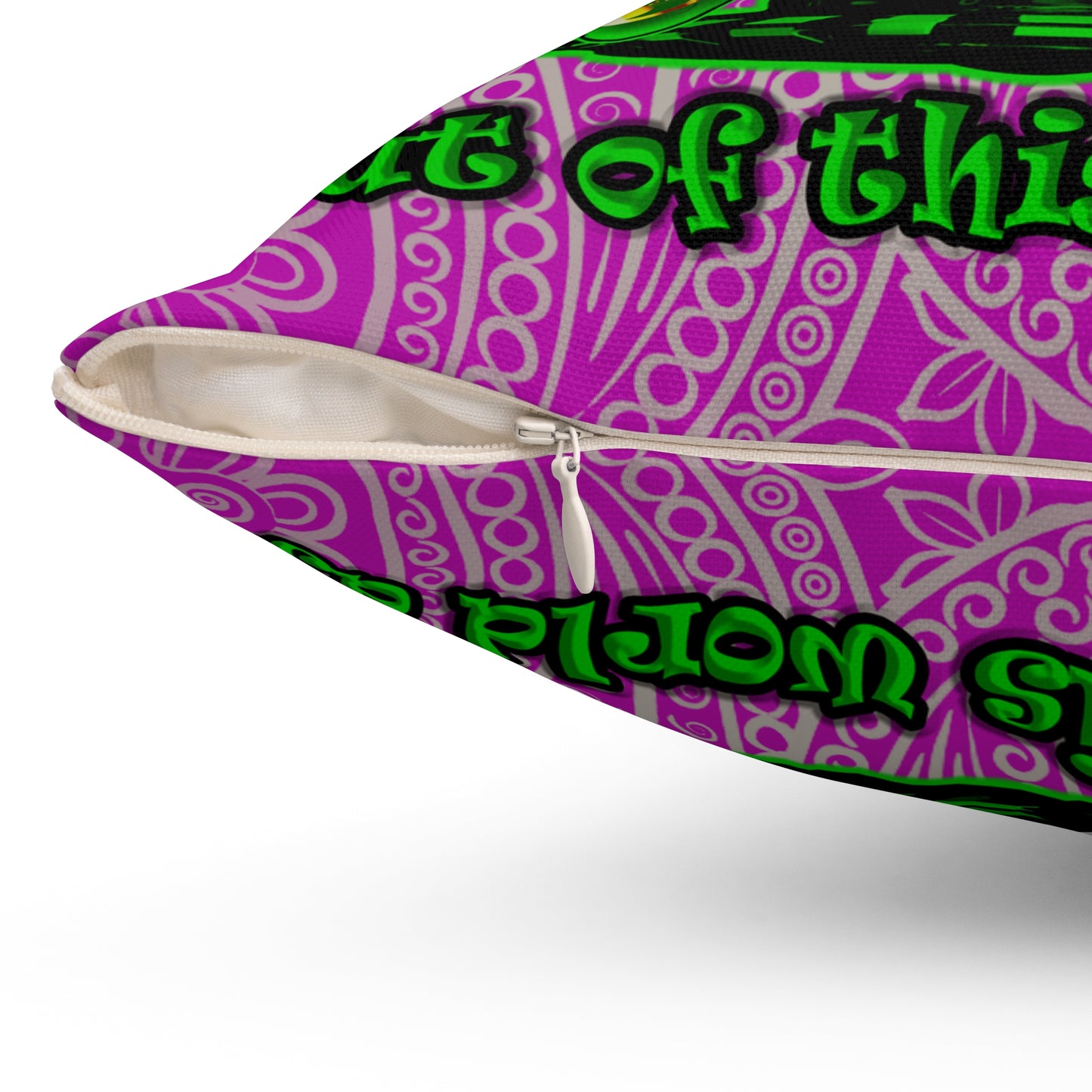 disc jockey - Spun Polyester Square Pillow - (pink swirl)