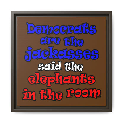 donkeys and elephants - framed canvas art (brown)