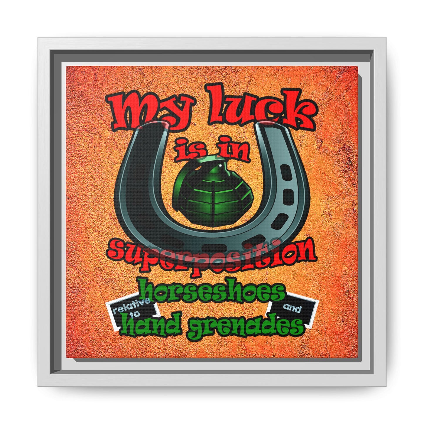 my luck - framed canvas art (burnt orange)