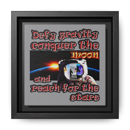 defy conquer reach - framed canvas art (grey)