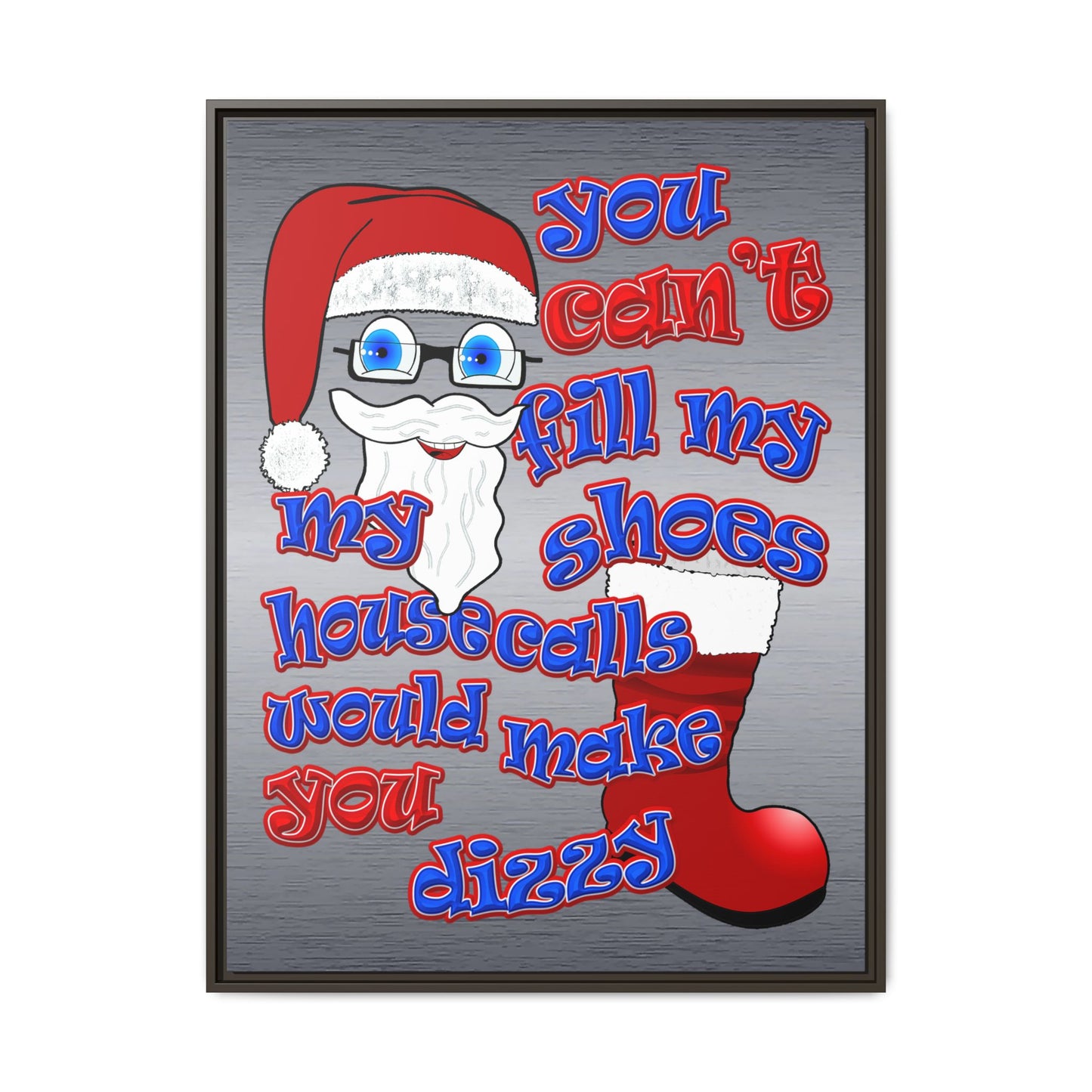 santa's shoes - framed canvas art (brushed nickel)