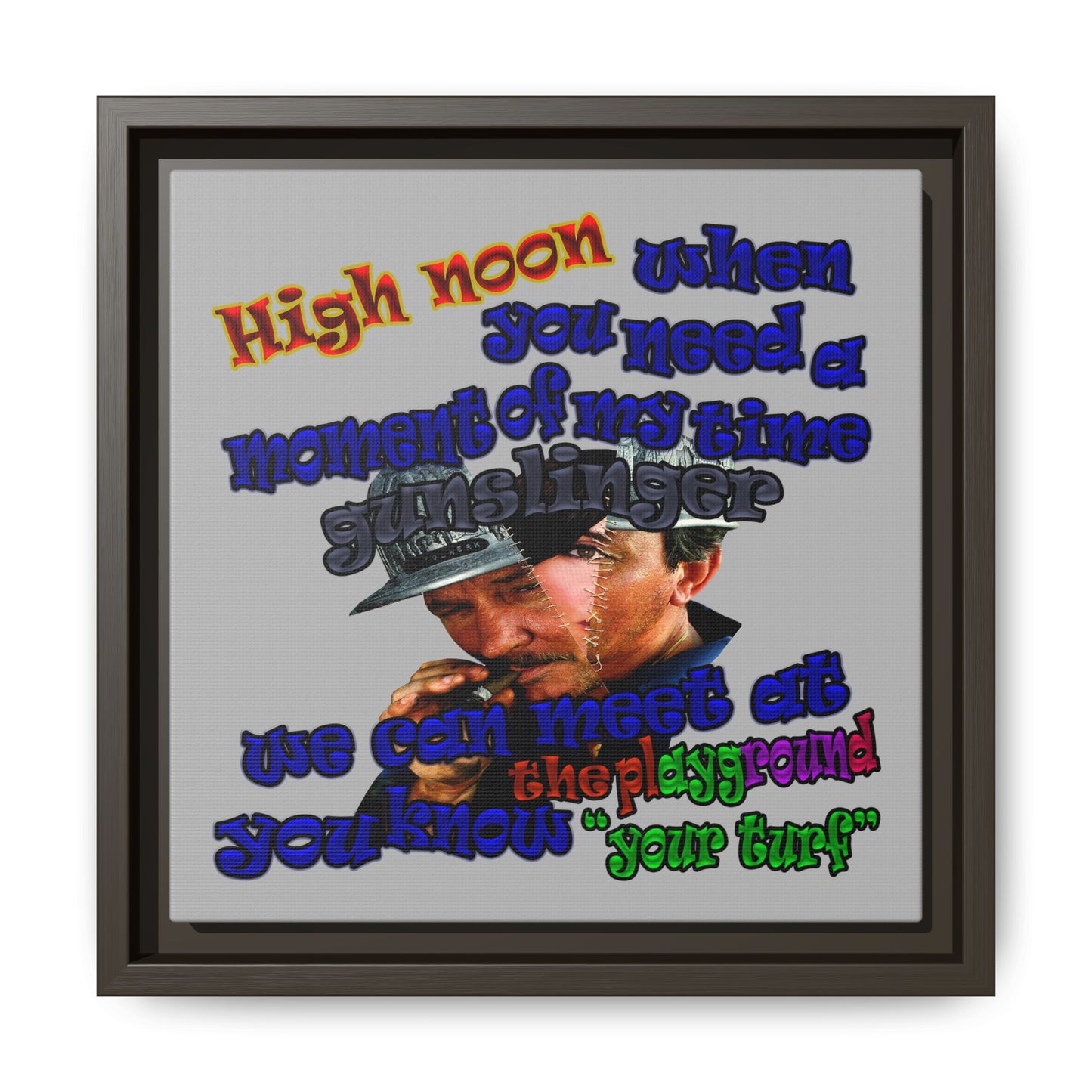 high noon - framed canvas art (light grey)