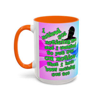 noticed you noticing - Accent Mug (light blue-pink wave)