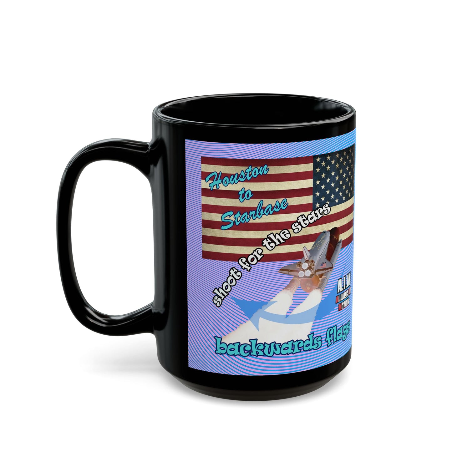 shoot for the stars - Black Mug (light blue-purple wave)