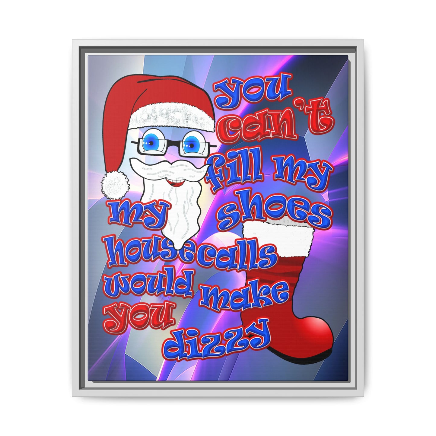 santa's shoes - framed canvas art (grey-pink wave)