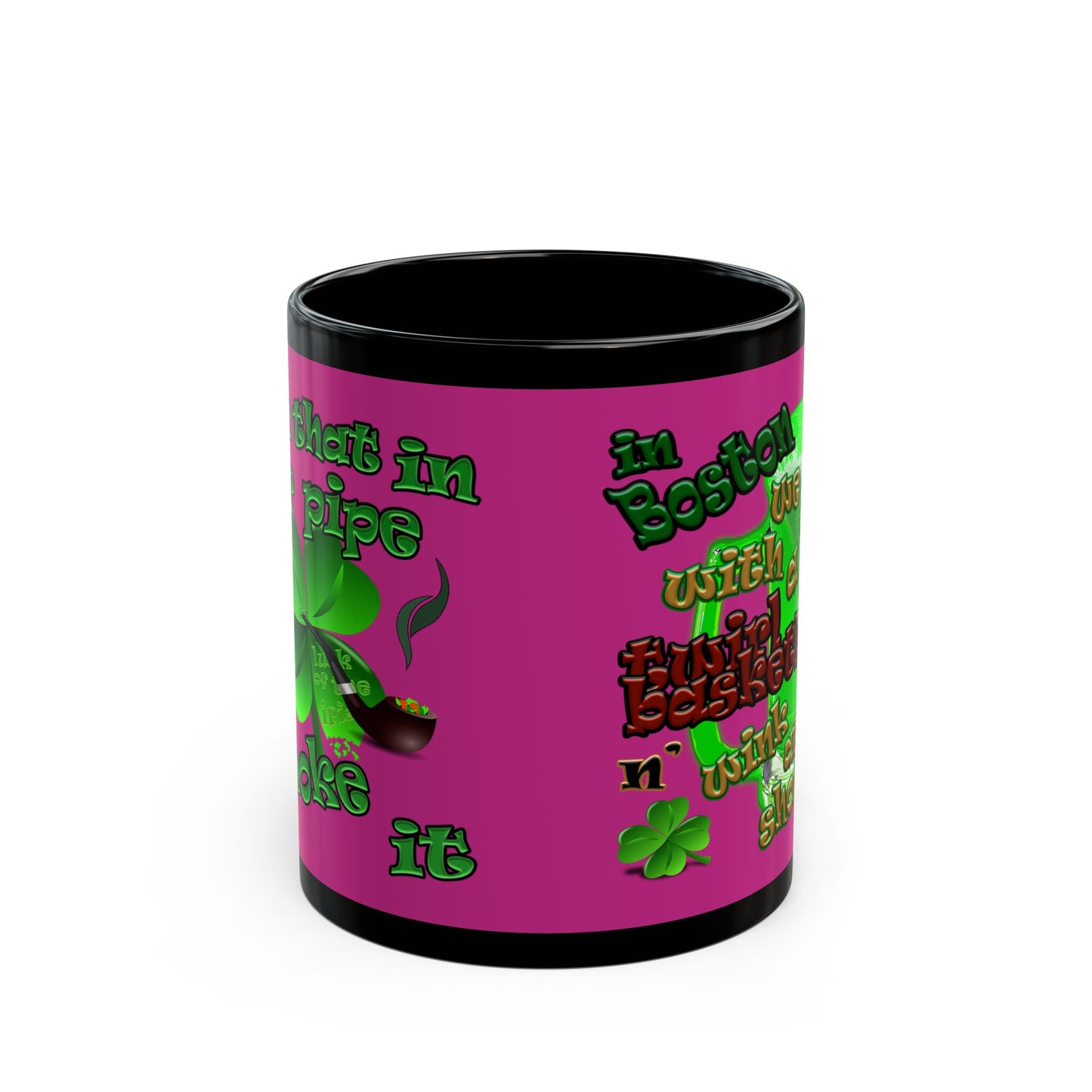 celtics logo - Black Mug (pink)
